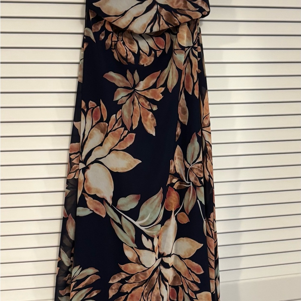 Lulu's Black and Beige Leaf Print Maxi Dress